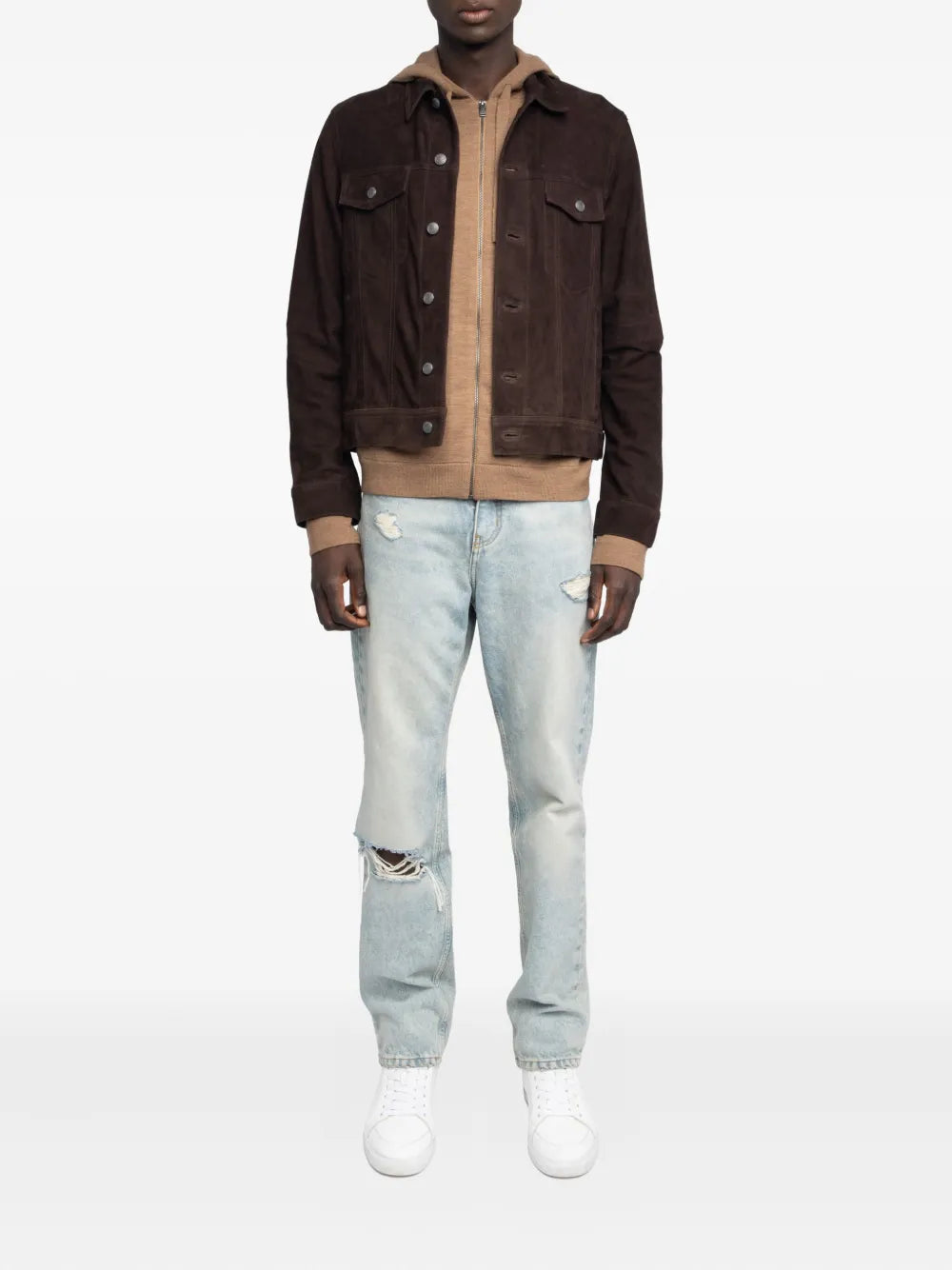 Zadig&Voltaire Bases button-fastening suede jacket