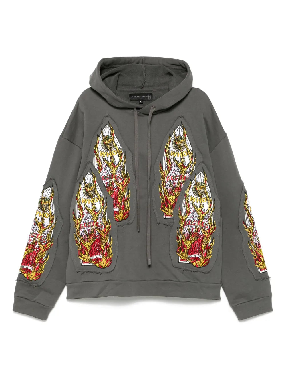 Who Decides War  Flame Glass-embroidered hoodie
