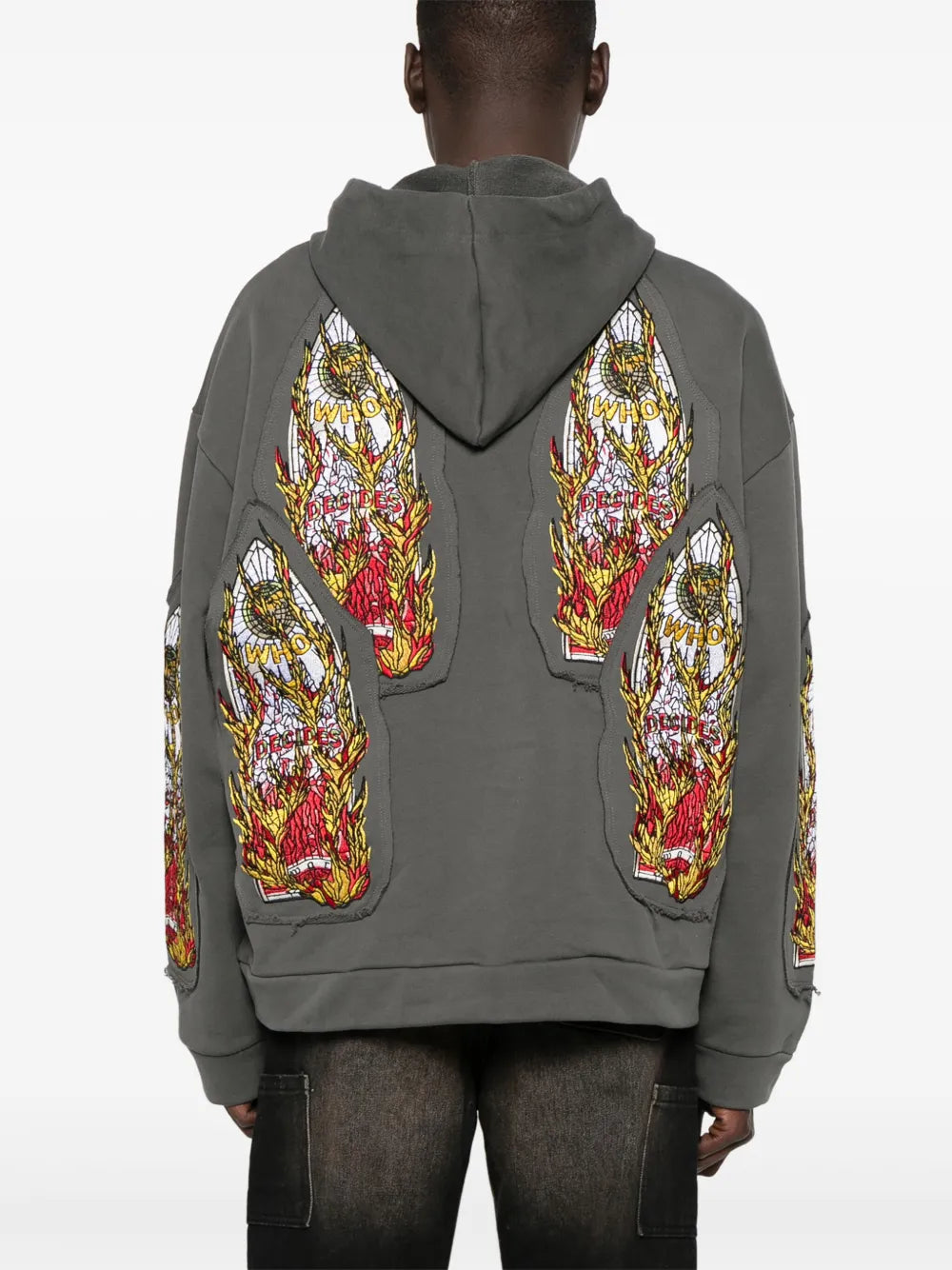 Who Decides War Flame Glass-embroidered hoodie
