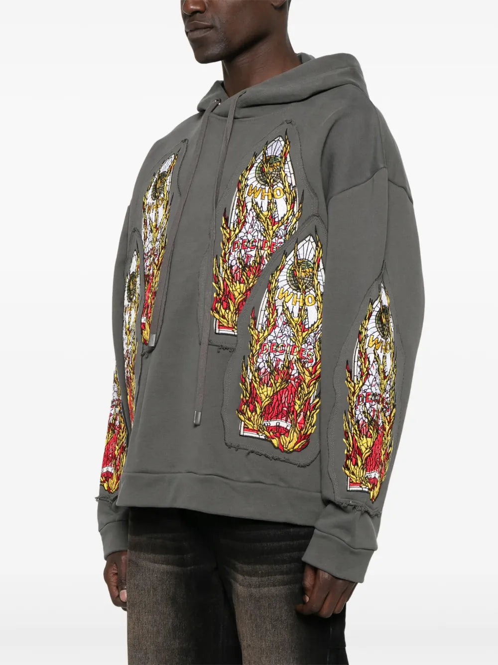 Who Decides War Flame Glass-embroidered hoodie