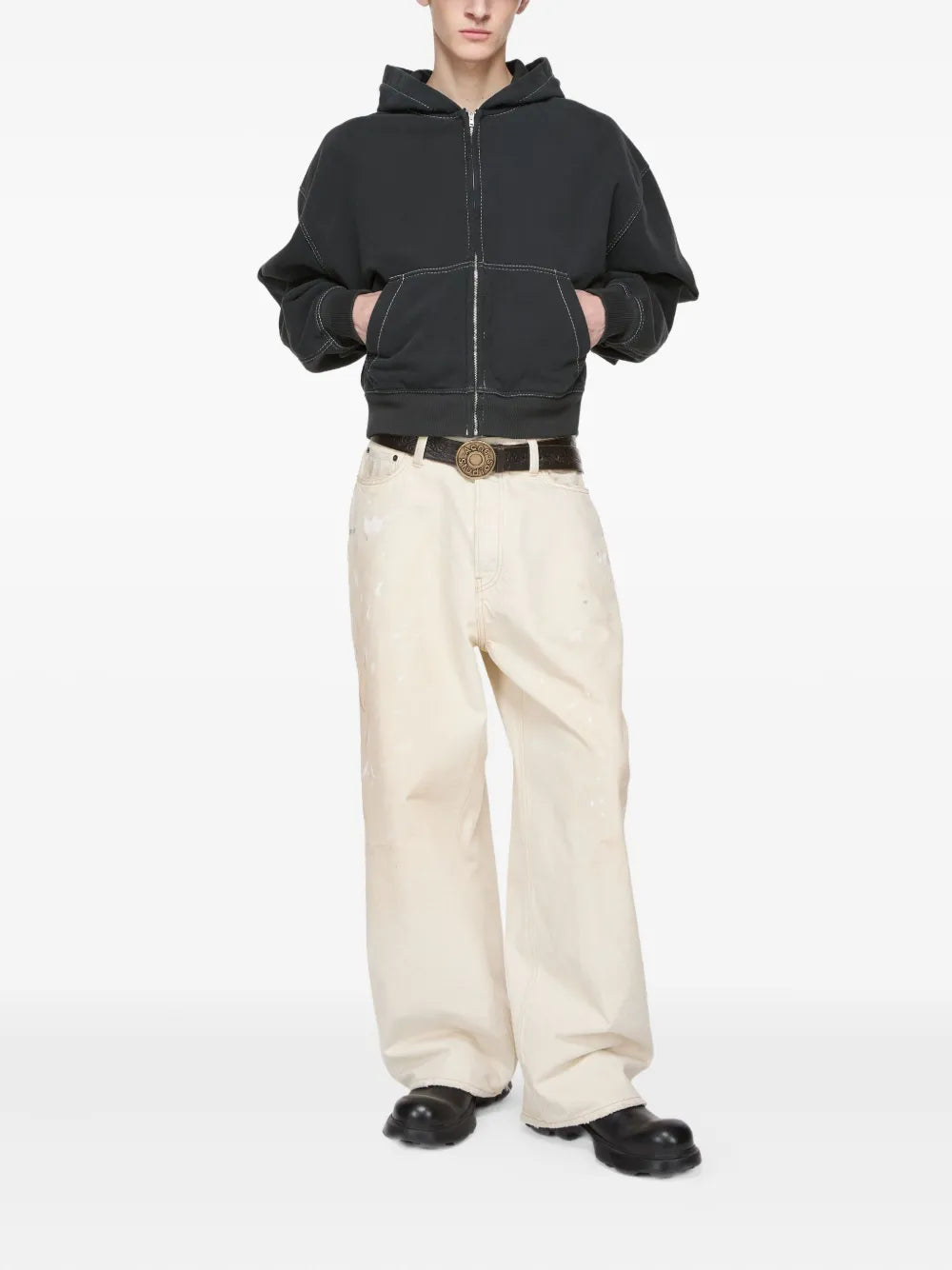 Acne Studios contrast-stitch zip-up hoodie