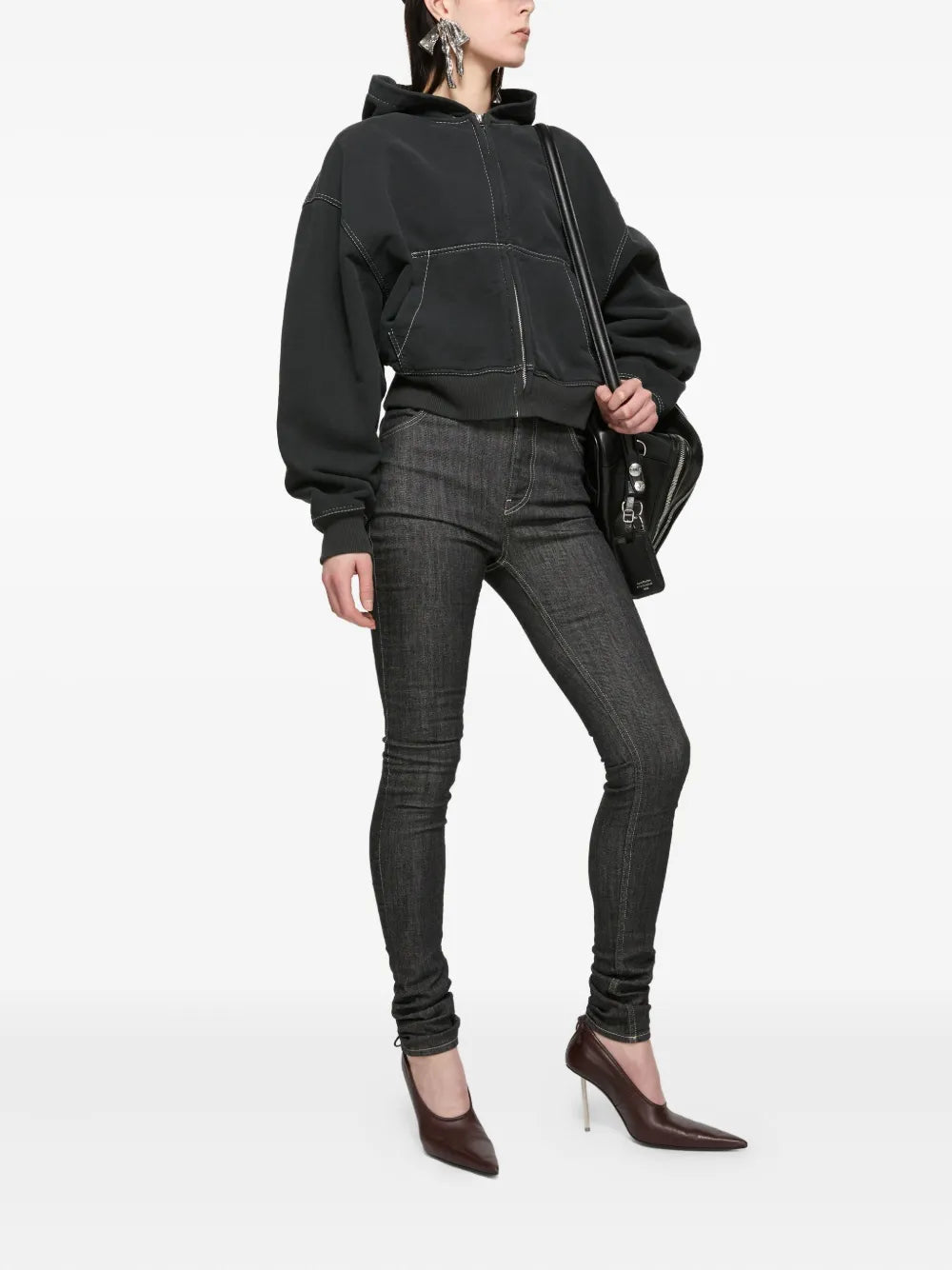 Acne Studios contrast-stitch zip-up hoodie