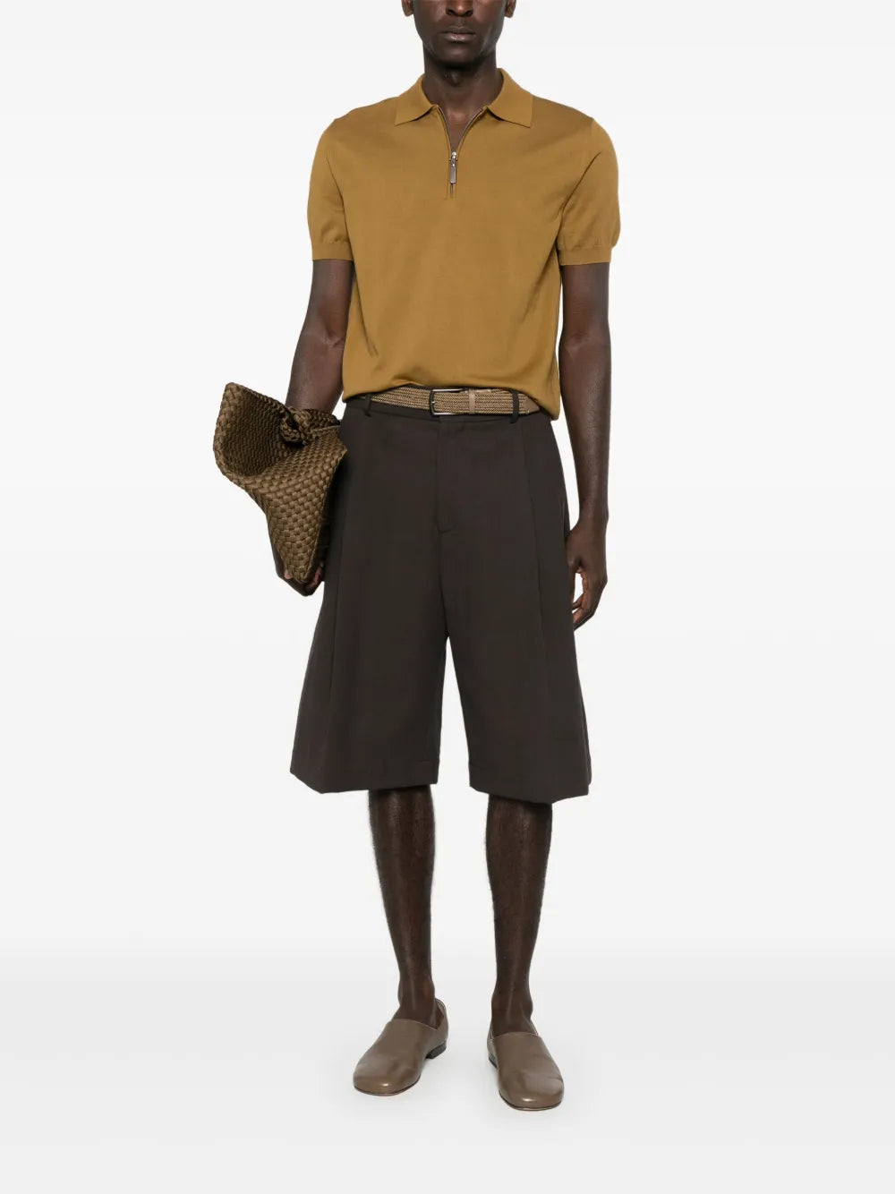 Canali  cotton zip-up polo shirt