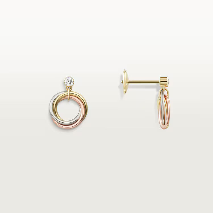 Cartier Trinity earrings, brilliant-cut diamonds