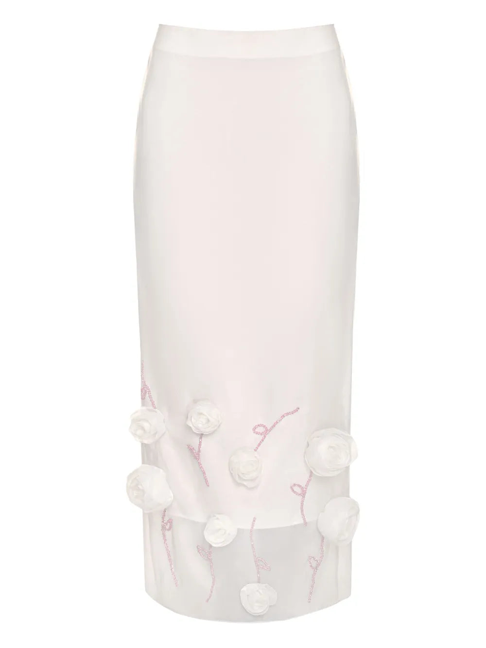 ANOUKI floral-appliqué midi skirt