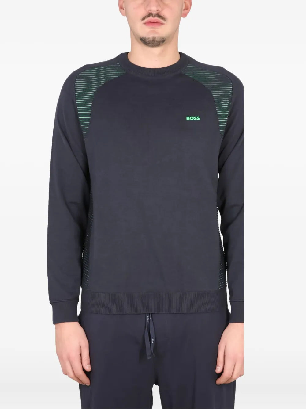 BOSS  striped-panel crew neck sweatshirt
