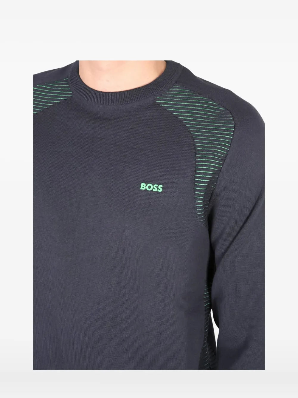 BOSS  striped-panel crew neck sweatshirt