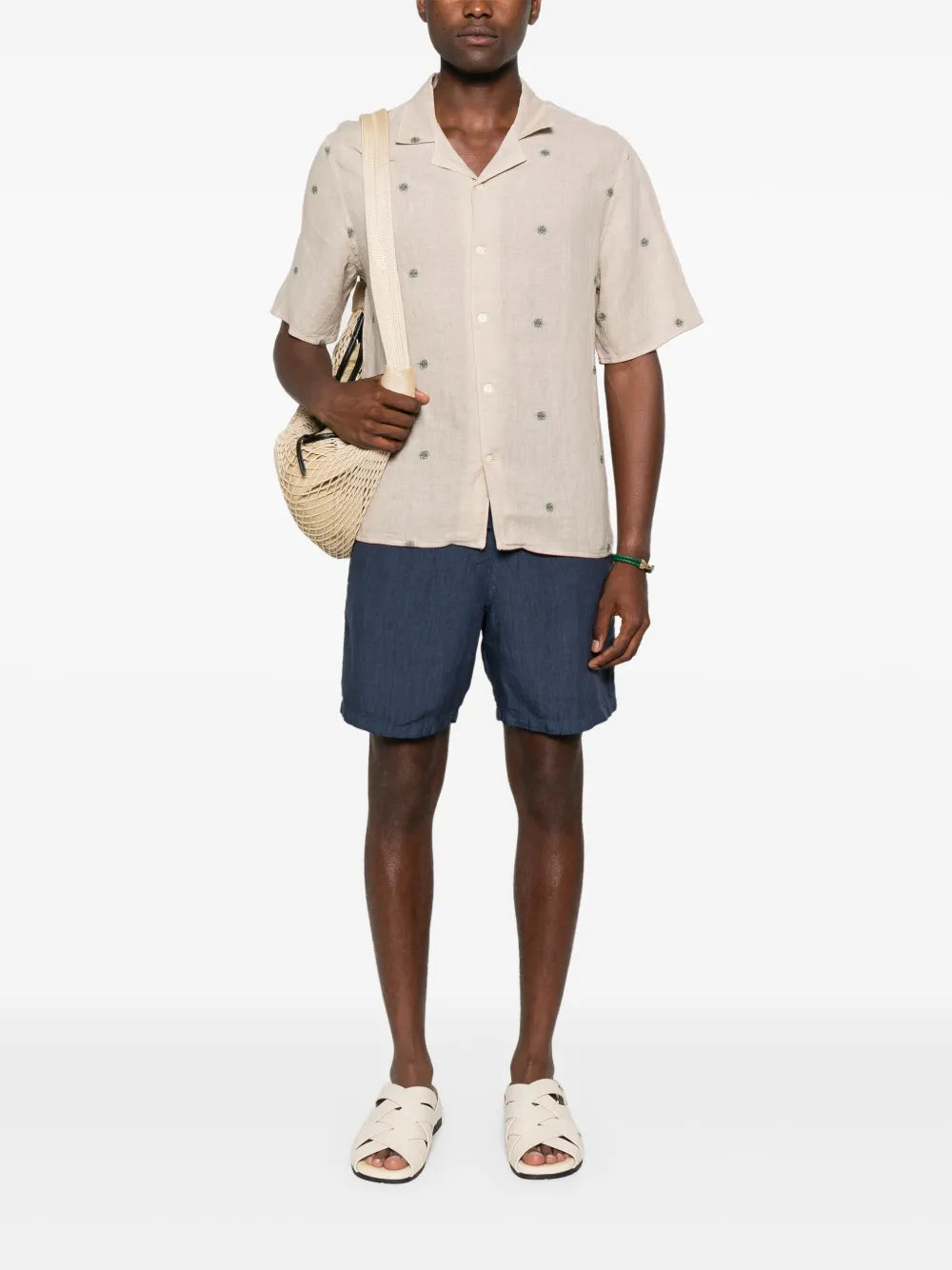 120% Lino  embroidered linen shirt