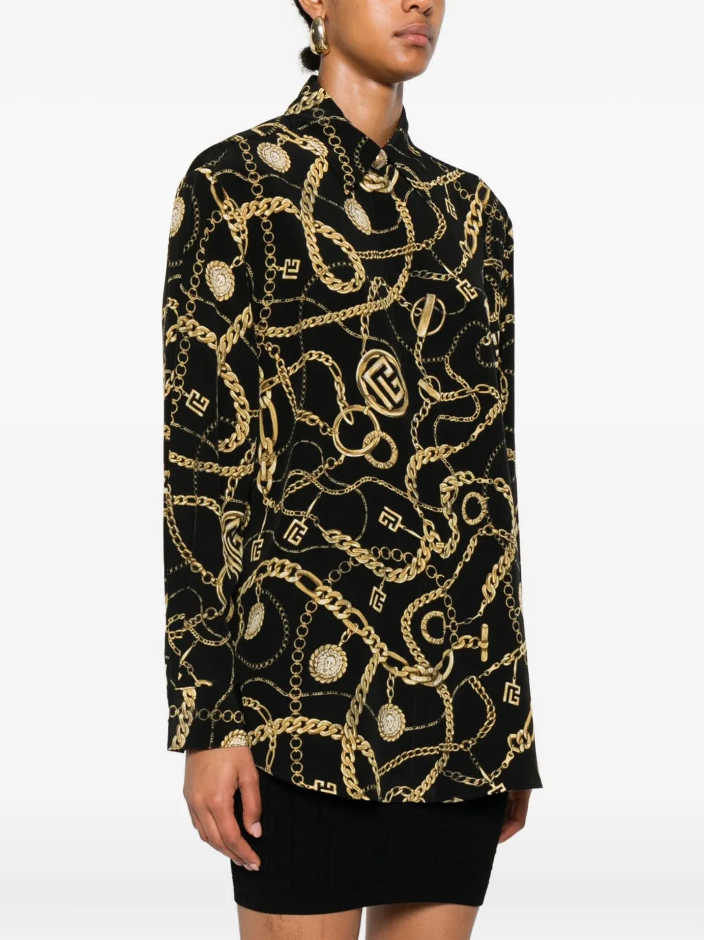 Balmain  chain-print silk shirt