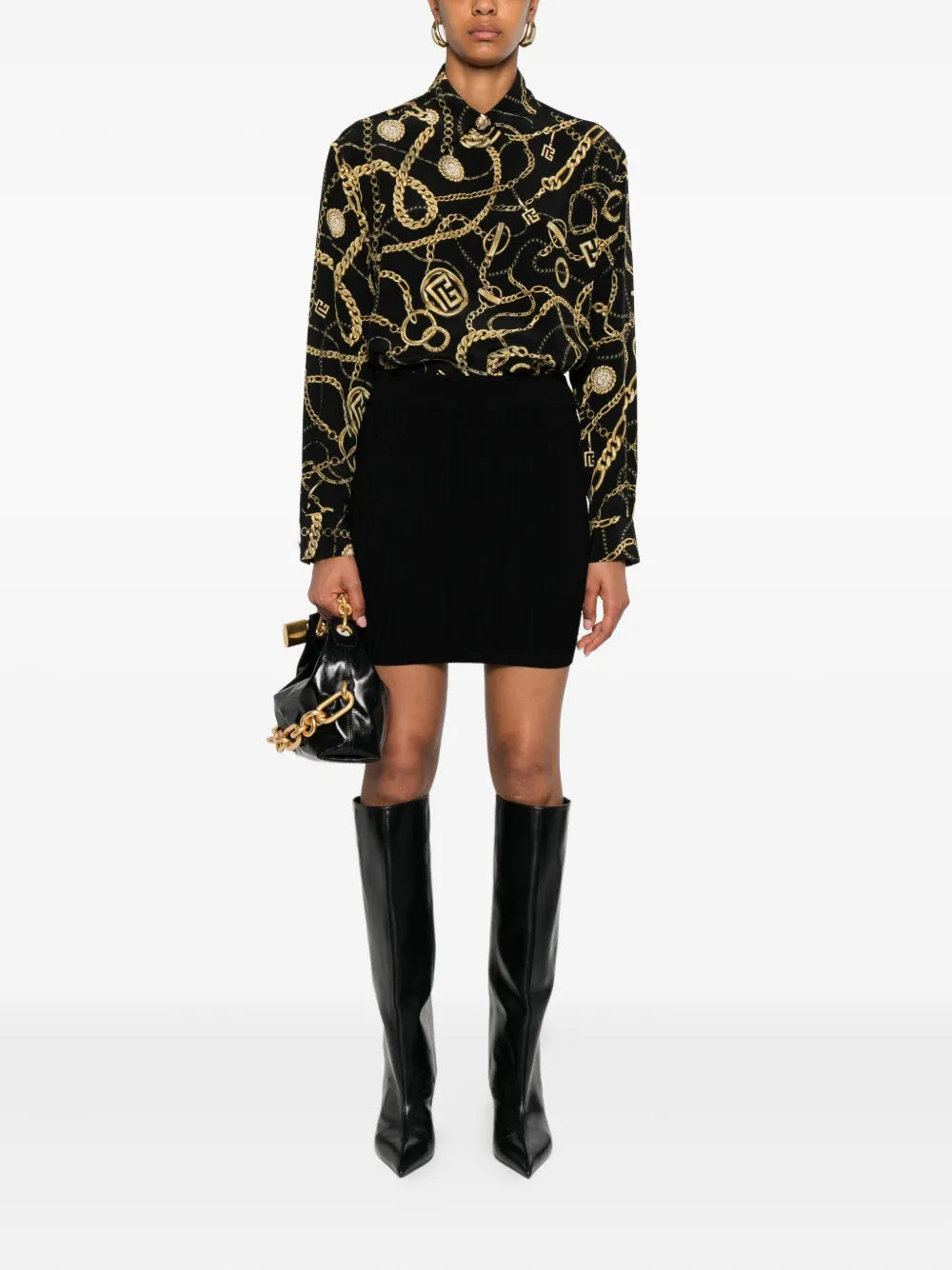 Balmain  chain-print silk shirt