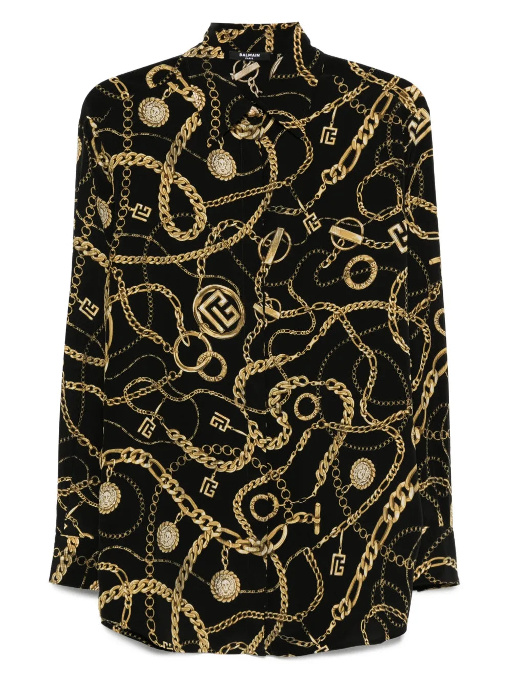 Balmain  chain-print silk shirt