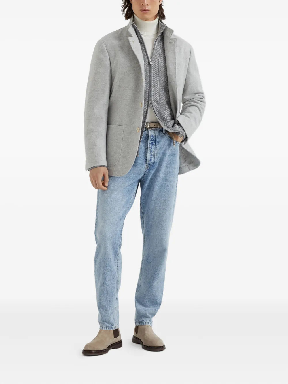 Brunello Cucinelli herringbone-pattern cardigan