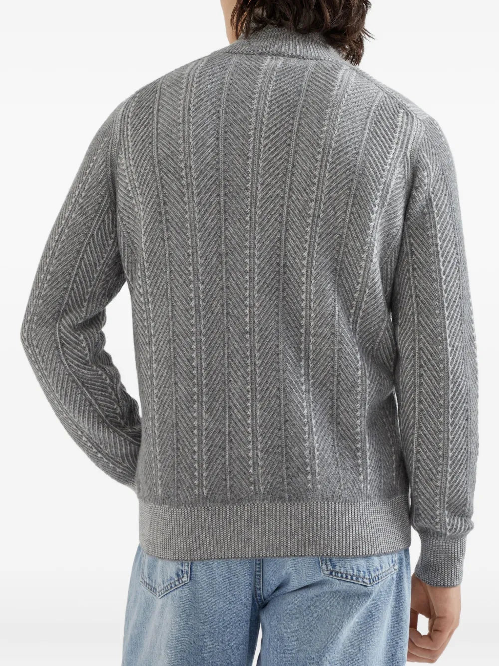 Brunello Cucinelli herringbone-pattern cardigan
