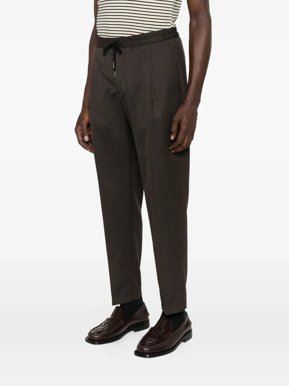Caruso  drawstring herringbone trousers