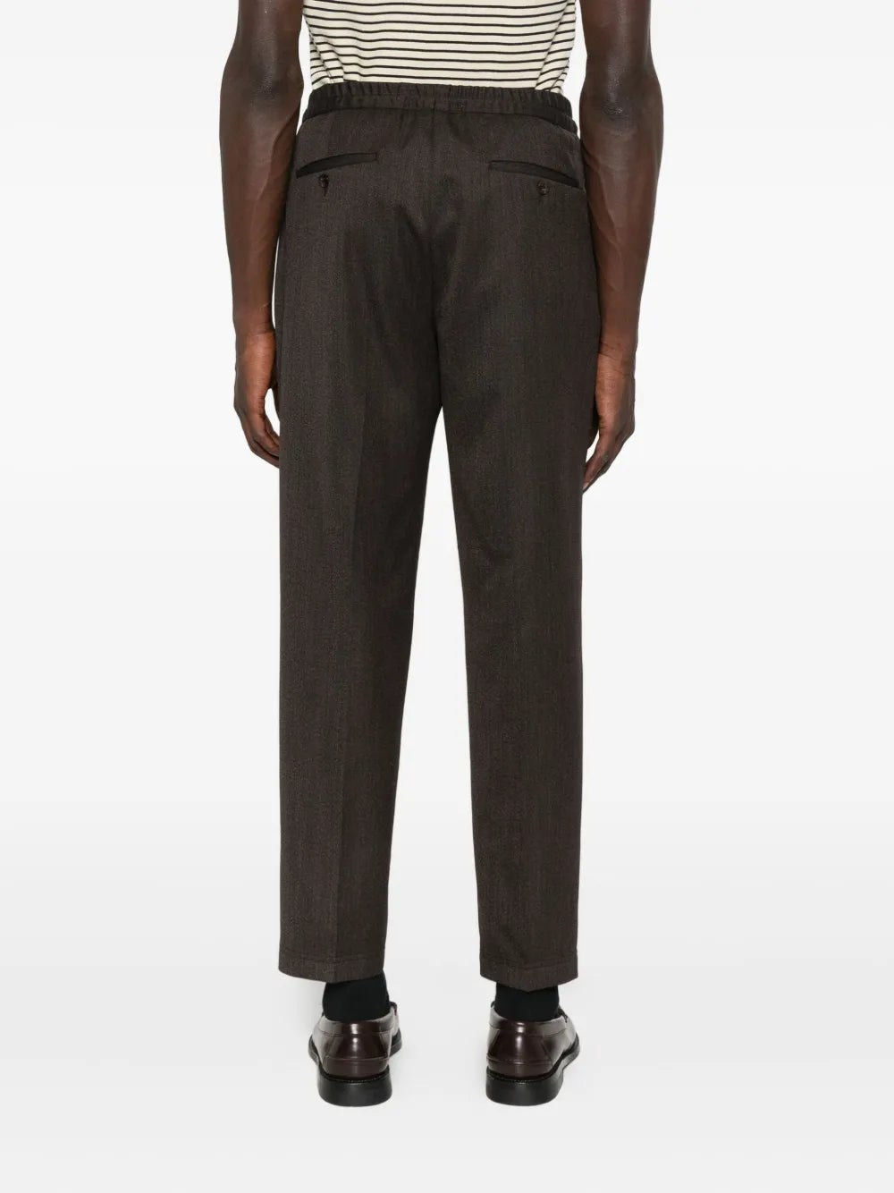 Caruso  drawstring herringbone trousers