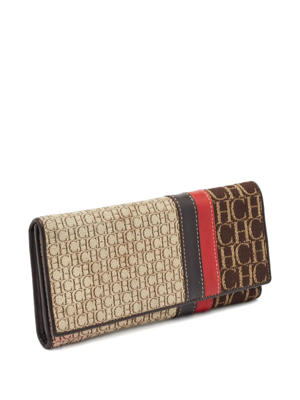 Carolina Herrera Vintage monogram-canvas leather-trim wallet