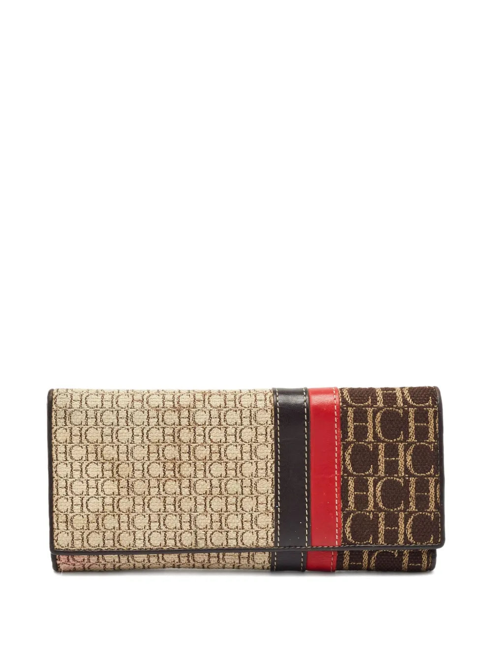Carolina Herrera Vintage monogram-canvas leather-trim wallet