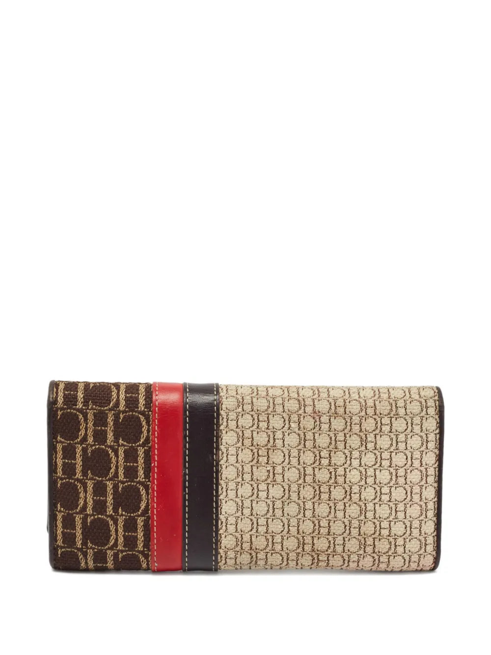 Carolina Herrera Vintage monogram-canvas leather-trim wallet