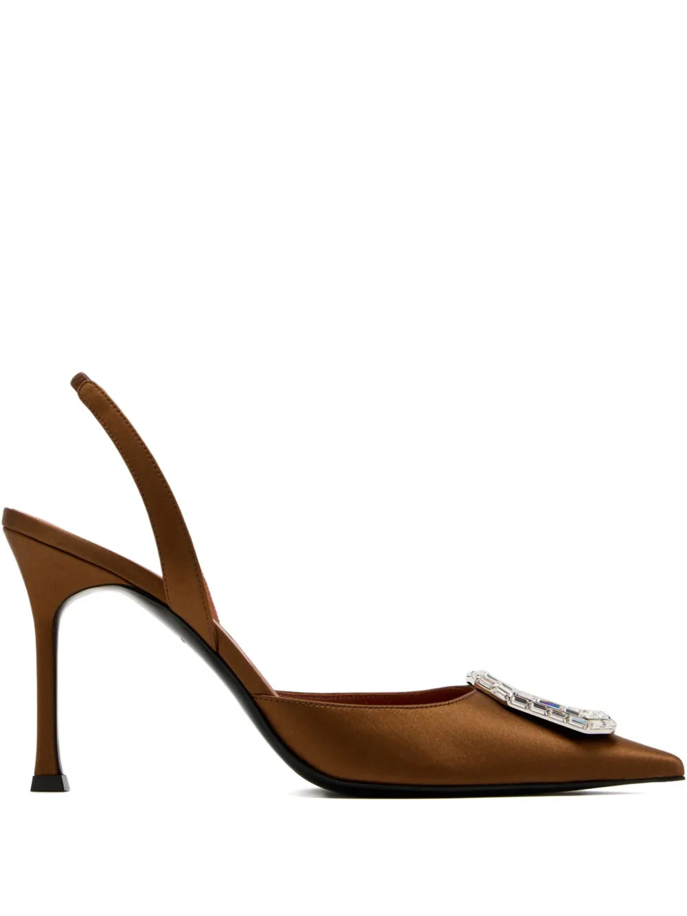 Amina Muaddi  95mm pointed-toe satin slingback pumps