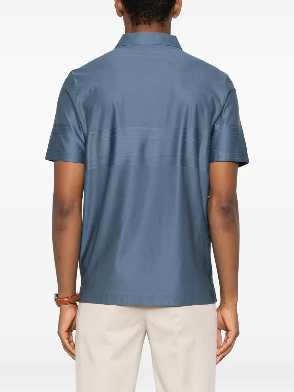 Canali  stripe-detail polo shirt