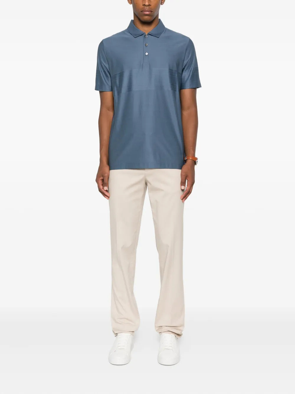 Canali  stripe-detail polo shirt