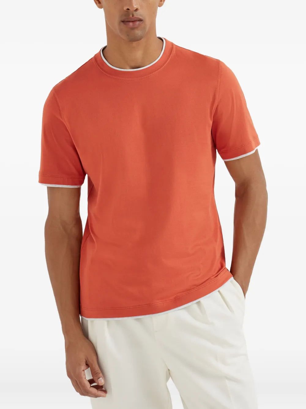 Brunello Cucinelli contrast-trim crew-neck t-shirt