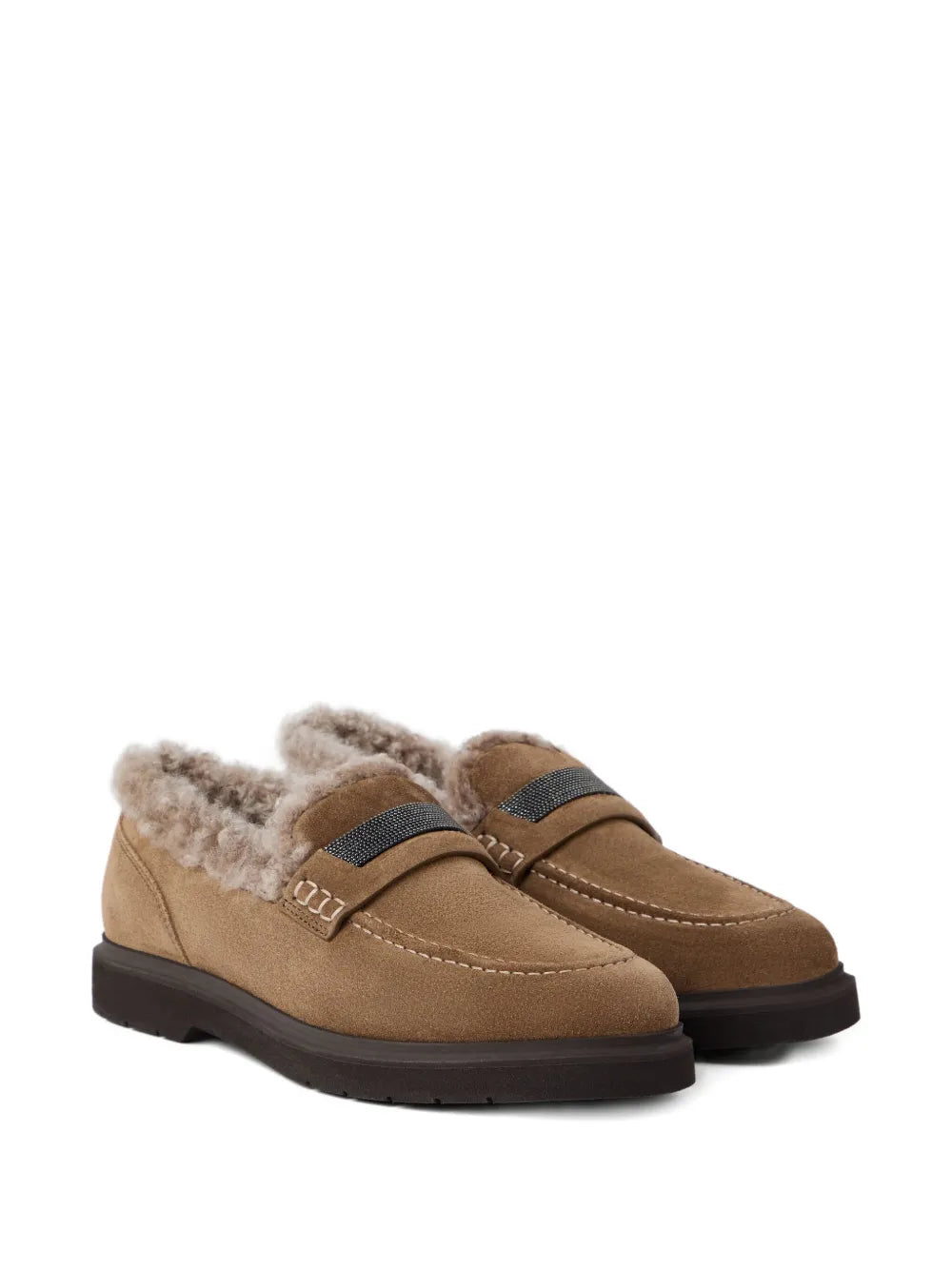 Brunello Cucinelli shearling-trimmed penny loafers