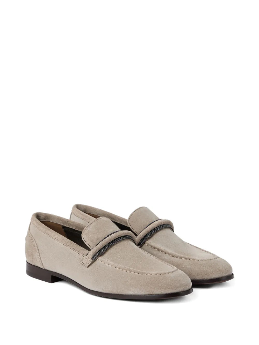 Brunello Cucinelli  Monili-embellished suede loafers