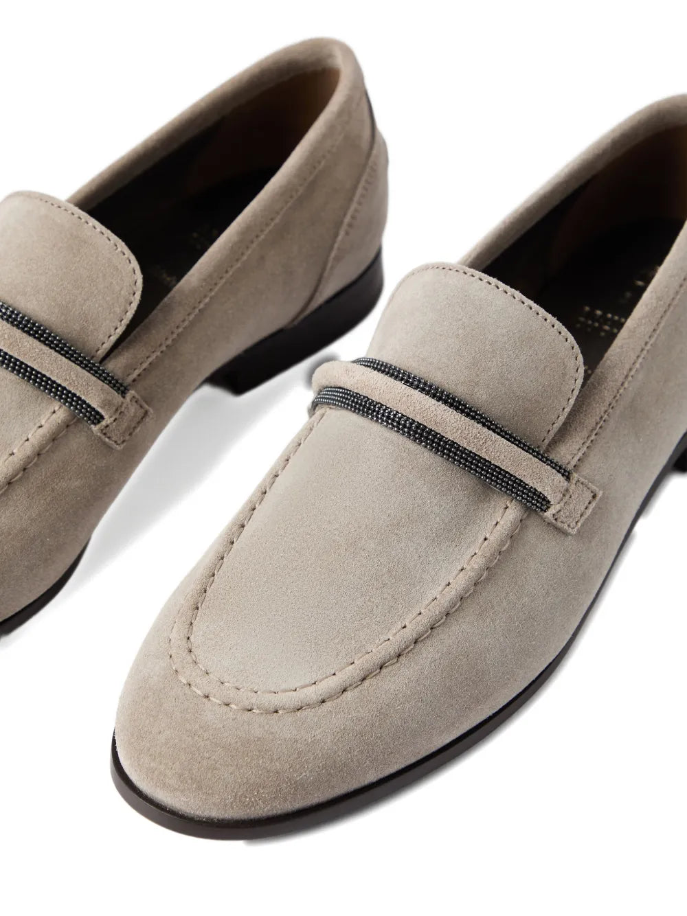 Brunello Cucinelli  Monili-embellished suede loafers