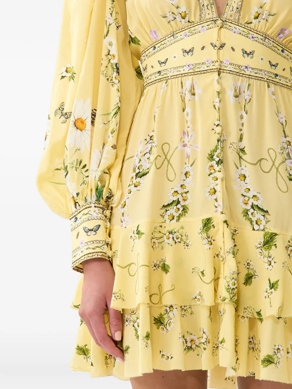 Camilla button-up frilled mini dress
