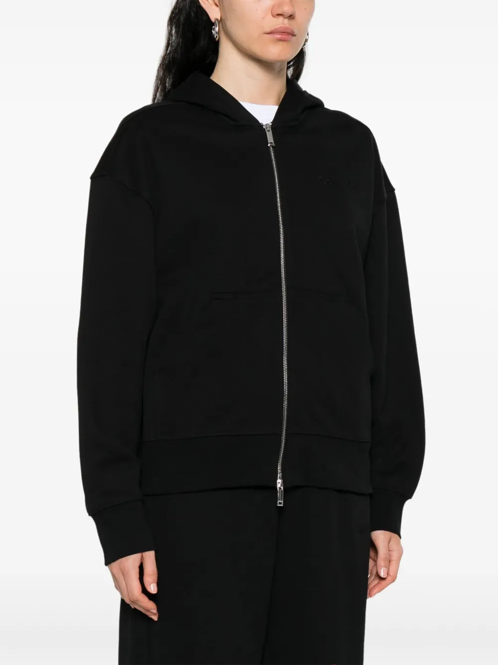 Calvin Klein logo-embroidered zip-up hoodie