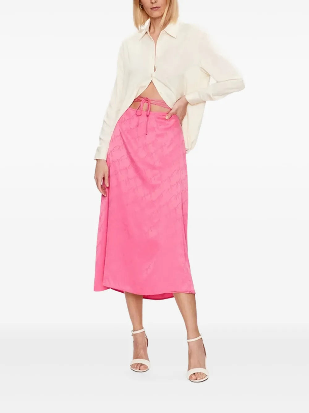 BOSS  tied detail logo-print skirt