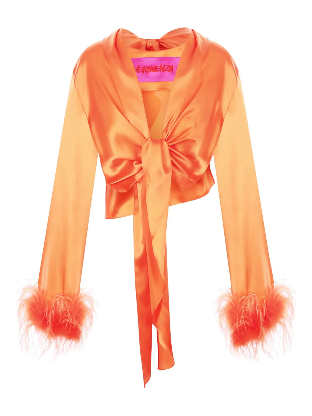 VERGUENZA  feather-trimmed knotted shirt