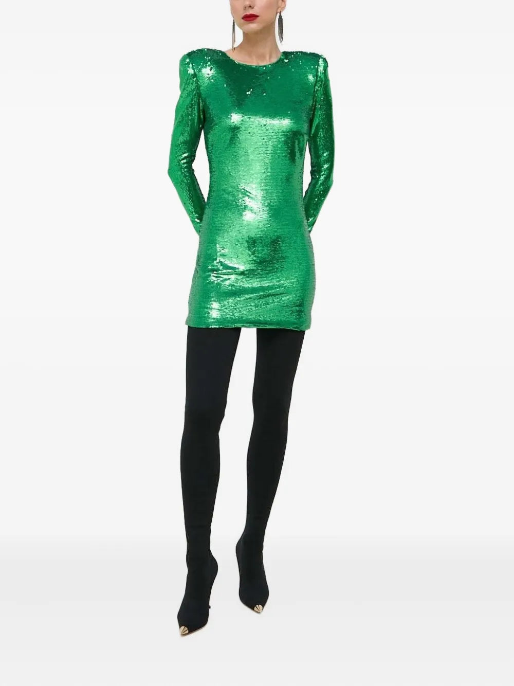 Bardot  sequinned padded-shoulder dress