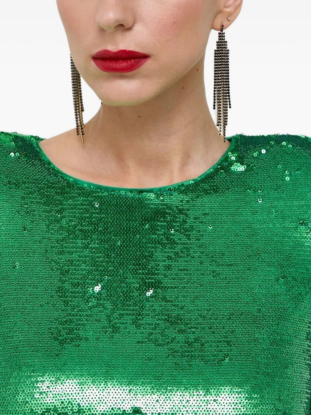 Bardot  sequinned padded-shoulder dress