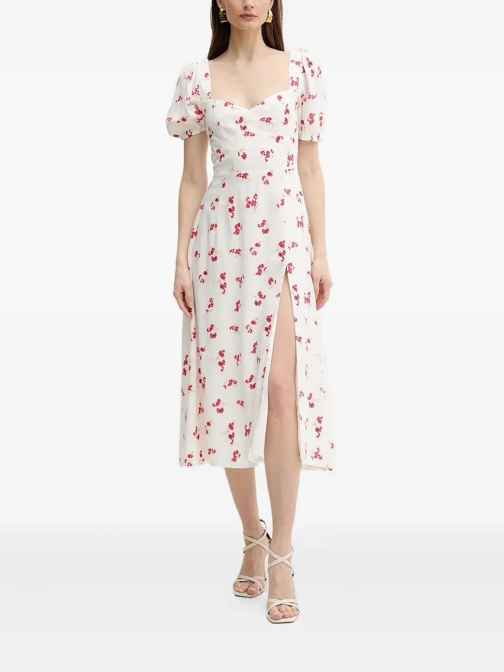 Bardot  Gillian puff-sleeve floral midi dress