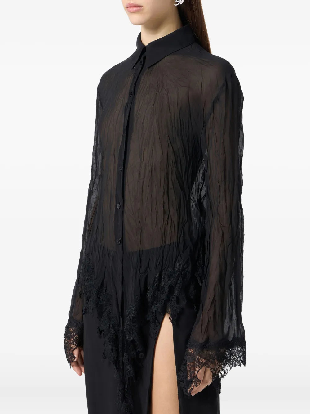 Blumarine  sheer lace-detail shirt