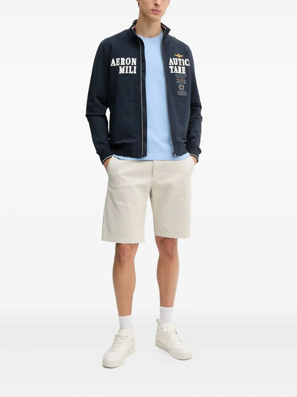 Aeronautica Militare  embroidered zip-up sweatshirt
