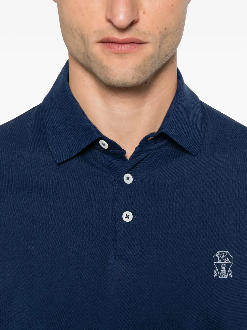 Brunello Cucinelli  embroidered cotton polo shirt