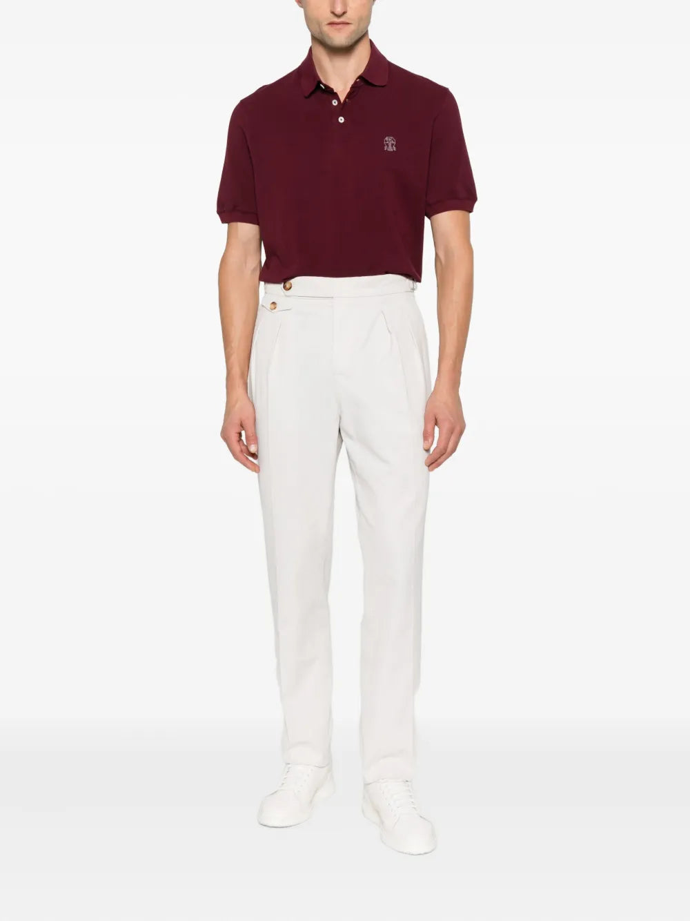 Brunello Cucinelli  embroidered cotton polo shirt