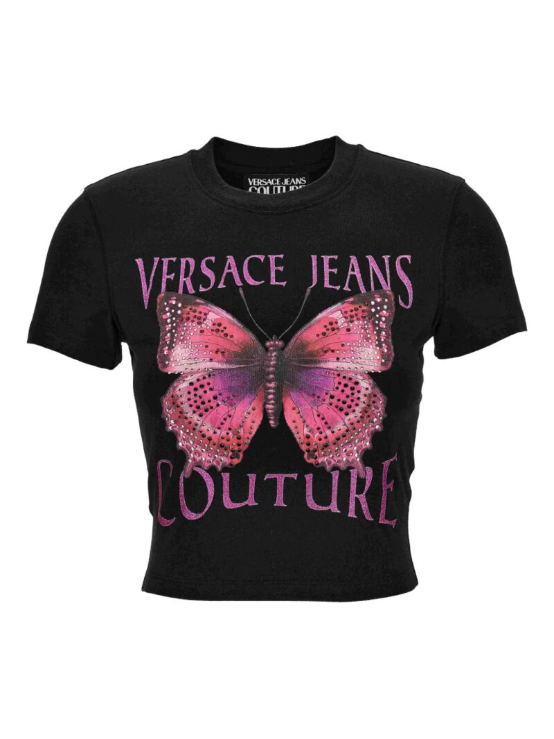 Versace Jeans Couture  butterfly-embellished cropped top