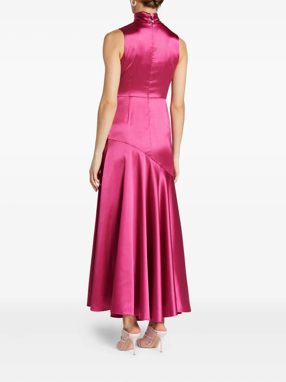 VASILIKI high-neck draped midi dress