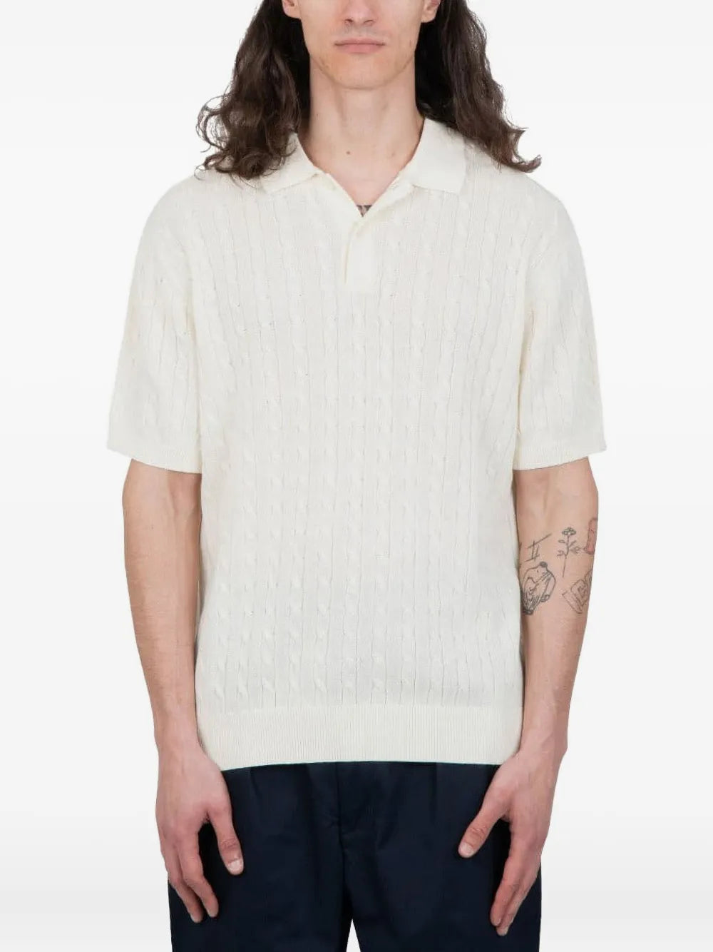 BEAMS PLUS  cable-knit polo shirt