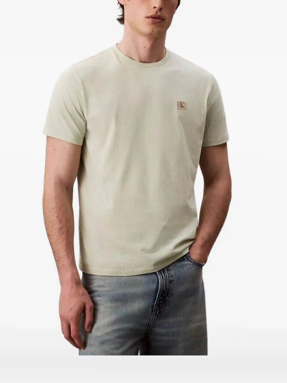 Calvin Klein  logo-plaque cotton polo shirt