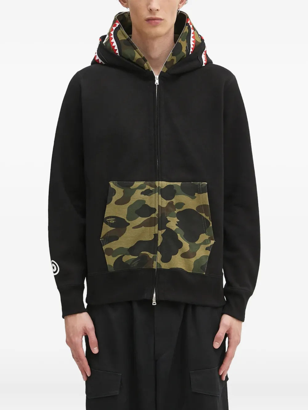 A BATHING APE®  shark-camo zip-up hoodie