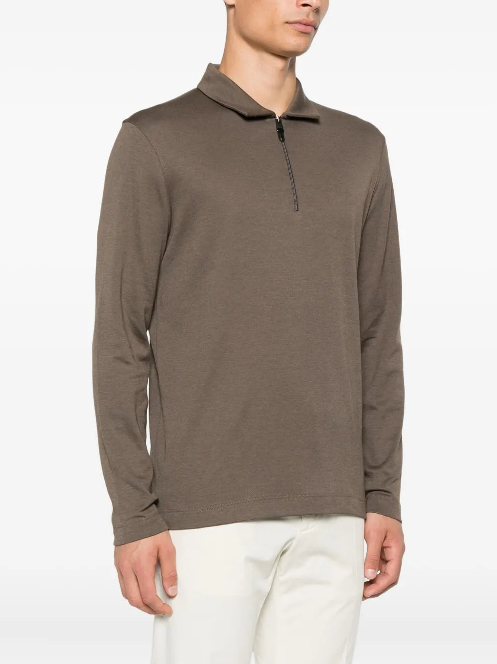 Canali zip-neck long-sleeve sweater