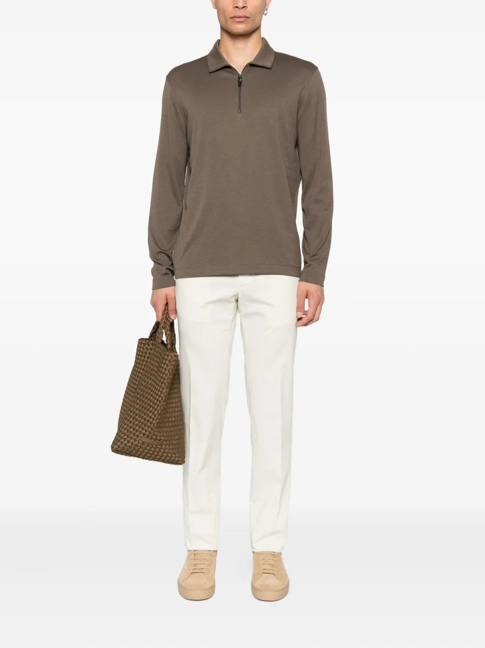 Canali zip-neck long-sleeve sweater