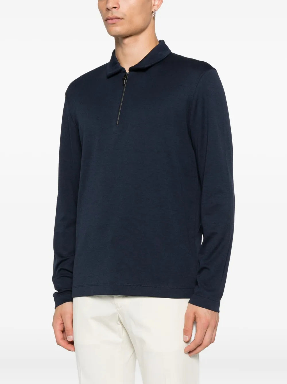 Canali zip-neck long-sleeve sweater