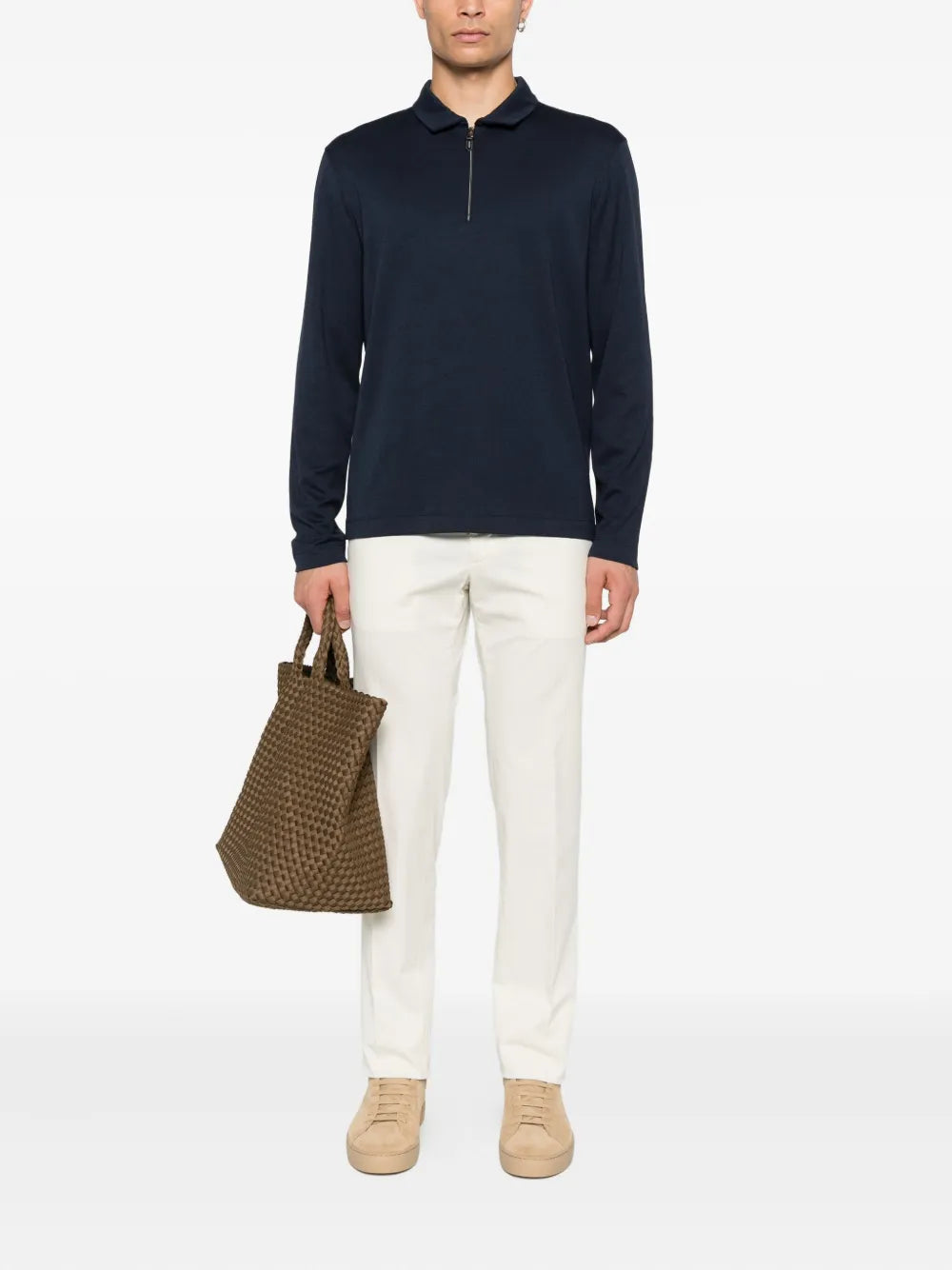 Canali zip-neck long-sleeve sweater