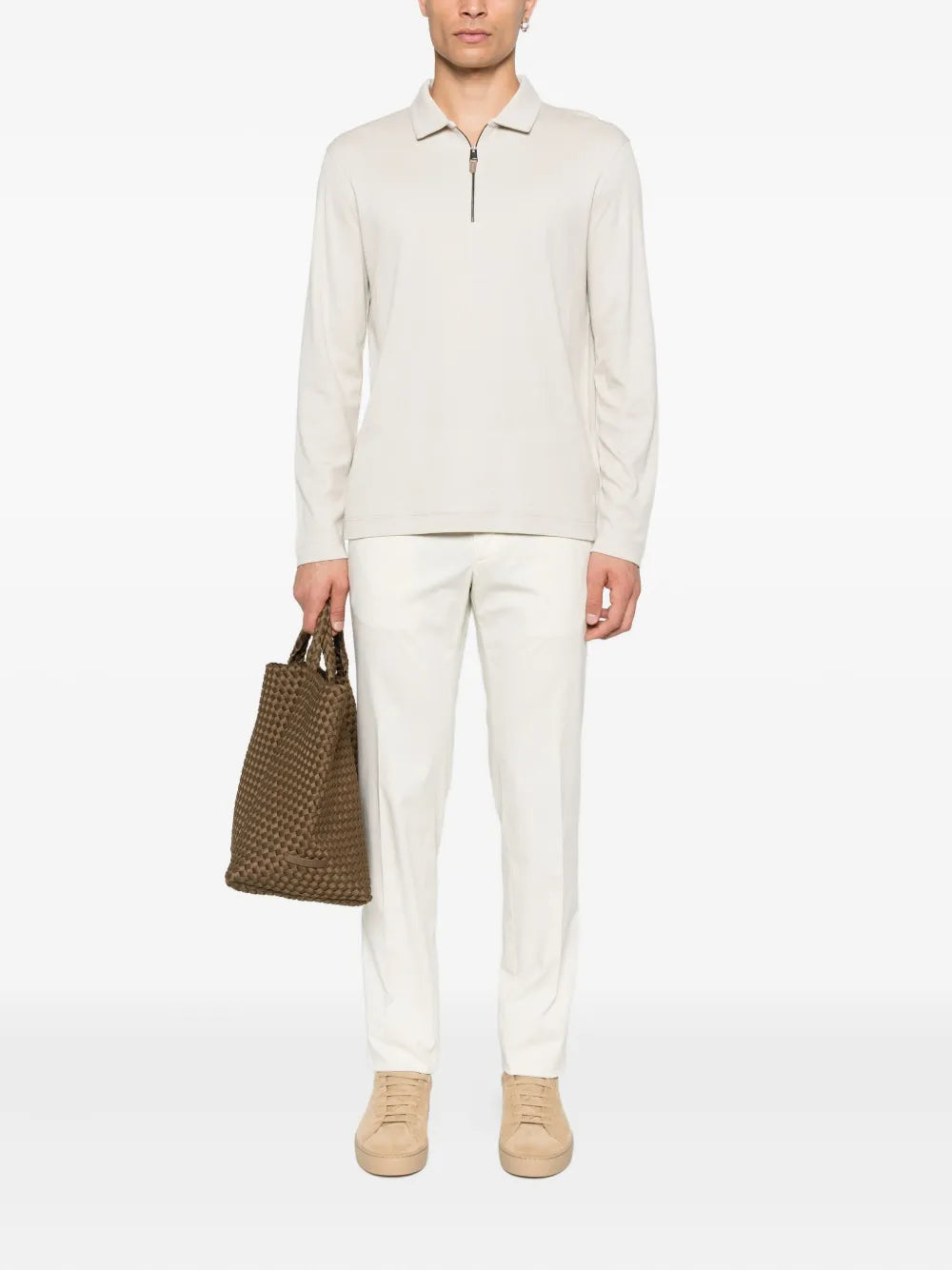 Canali zip-neck polo sweater